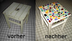 Kreativ-Workshop, Mosaikhocker mit buntem Fliesenmosaik